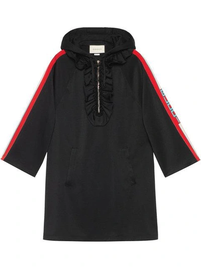 Shop Gucci Hooded Jersey Dress In Black