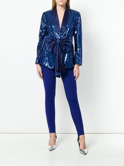 Shop Christian Pellizzari Sequined Smoking Jacket In Blue