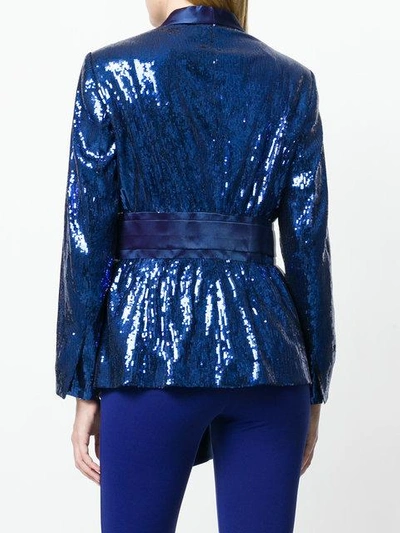Shop Christian Pellizzari Sequined Smoking Jacket In Blue