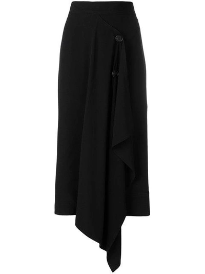 Shop Marni Asymmetric Midi Skirt - Black