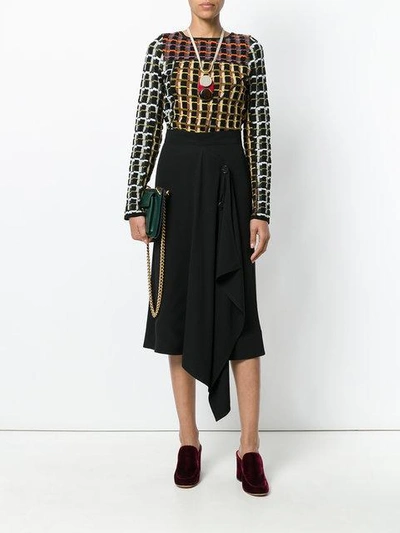 Shop Marni Asymmetric Midi Skirt - Black