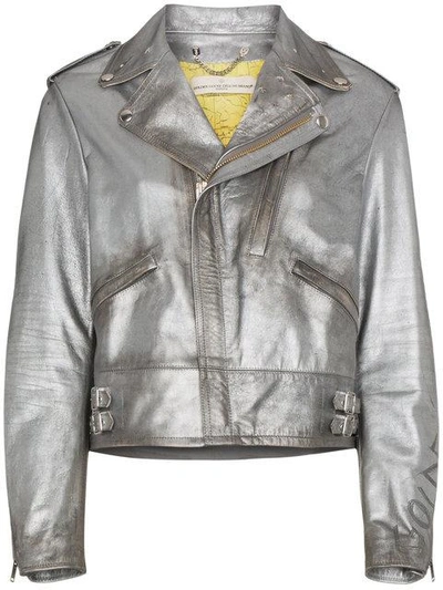 Golden Goose Chiodo Distressed Metallic Leather Biker Jacket In Metallic