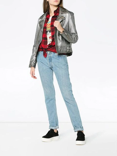 Golden Goose Chiodo Distressed Metallic Leather Biker Jacket In Metallic