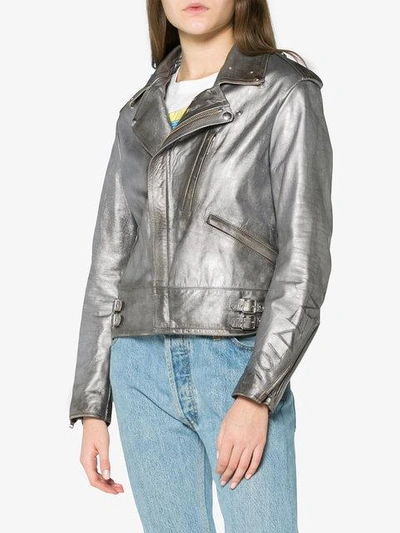Golden Goose Chiodo Distressed Metallic Leather Biker Jacket In Metallic