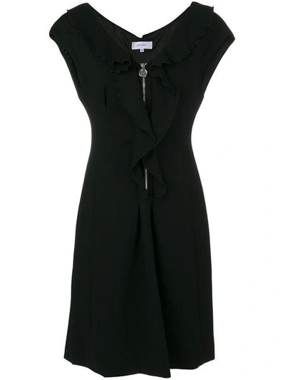 Shop Carven Ruffle Zip Dress In Black