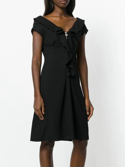 Shop Carven Ruffle Zip Dress In Black
