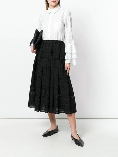 Shop Comme Des Garçons Comme Des Garçons Open Embroidery Midi Skirt