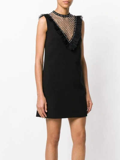 Shop Miu Miu Crystal Embellished Shift Dress In F0002 Nero