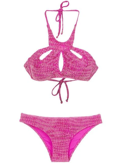 Shop Amir Slama Cut Out Details Bikini Set In Pink