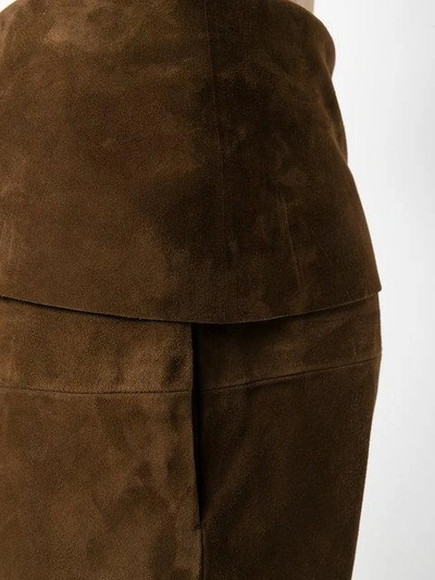 Shop Saint Laurent Cropped Drop-crotch Trousers In Brown