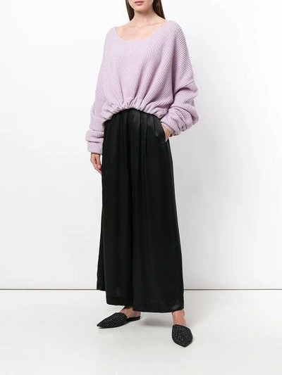 Shop Forte Forte Cropped Palazzo Trousers In Black