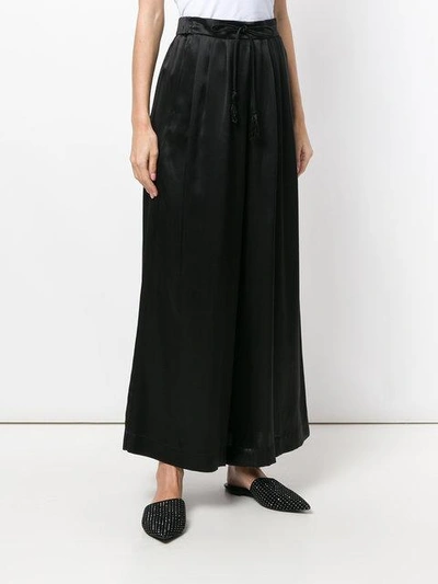 Shop Forte Forte Cropped Palazzo Trousers In Black