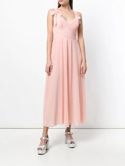 Prada Sleeveless Pleated Silk Dress In Peach-pink