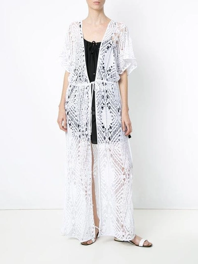 Shop Amir Slama Crochet Kimono In White