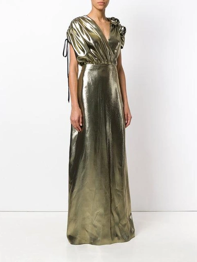 Shop Lanvin Long Metallic Gown
