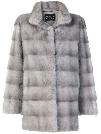 Shop Cara Mila Miranda Fur Coat - Grey