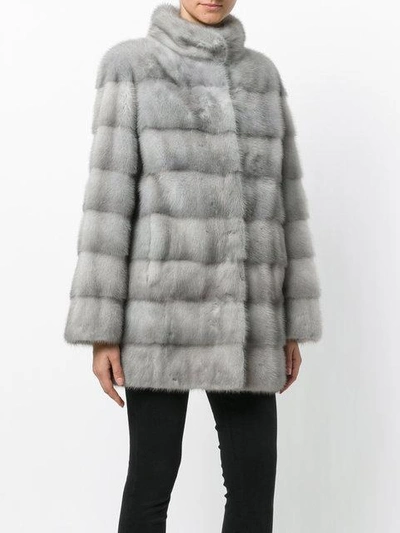 Shop Cara Mila Miranda Fur Coat - Grey