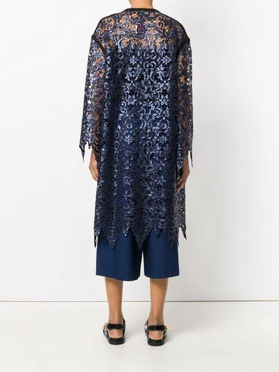 Shop Antonio Marras Lace Embroidered Cardi-coat - Blue