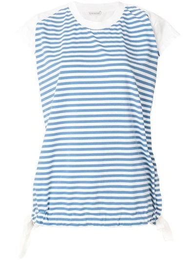 Shop Moncler Striped Short-sleeve Top In Blue