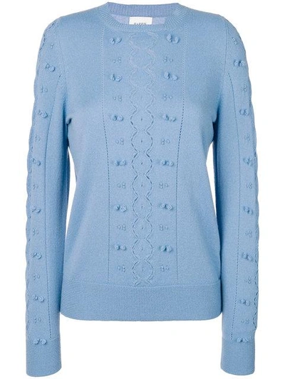 Shop Barrie Cut-out Crew Neck Cashmere Jumper In Blue