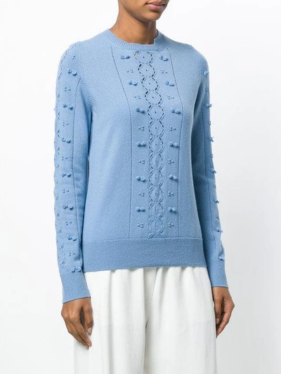 Shop Barrie Cut-out Crew Neck Cashmere Jumper In Blue