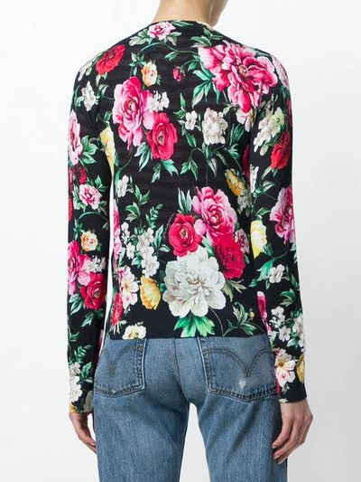 Shop Dolce & Gabbana Floral Print Fitted Cardigan - Multicolour