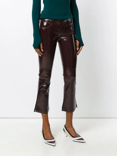 Shop Rta Cropped Flared Trousers In Red