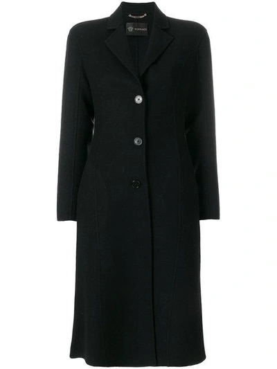 Shop Versace Slim Single-breasted Coat In Black