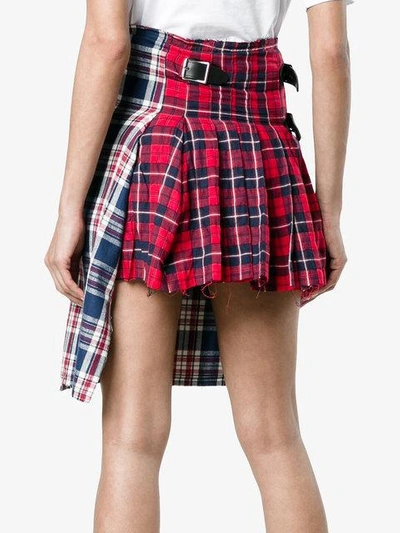 Shop R13 Check Asymmetric Apron Skirt  In Navy Red Combo