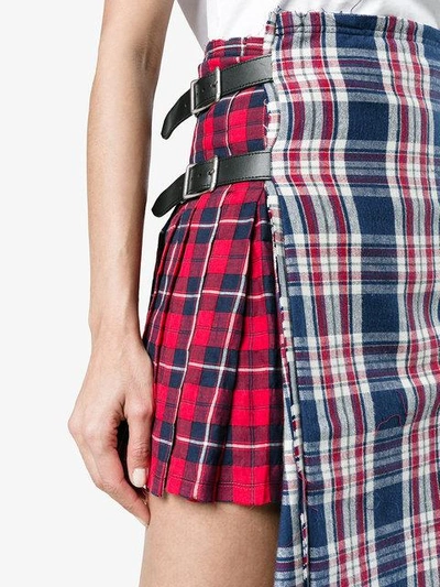 Shop R13 Check Asymmetric Apron Skirt  In Navy Red Combo