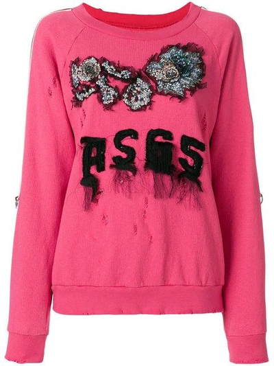 Shop As65 Embroidered Logo Sweater In Pink
