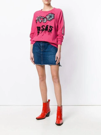 Shop As65 Embroidered Logo Sweater In Pink