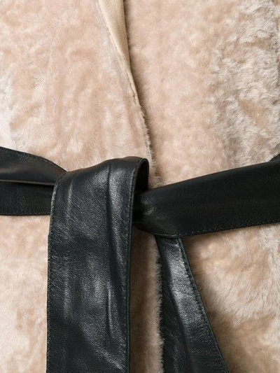 Shop Drome Leather Belted Coat - Pink