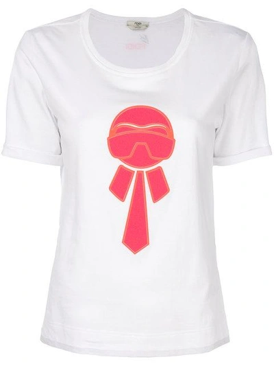 Shop Fendi Karlito-appliqué T-shirt In White