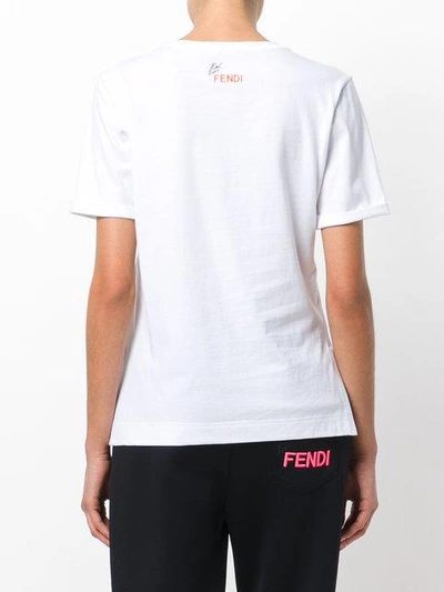 Shop Fendi Karlito-appliqué T-shirt In White