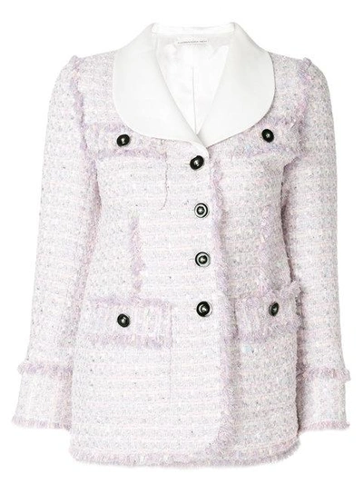 Shop Alessandra Rich Bouclé Jacket - Pink & Purple