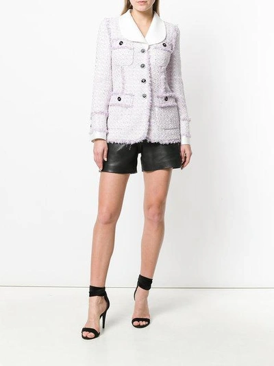 Shop Alessandra Rich Bouclé Jacket - Pink & Purple