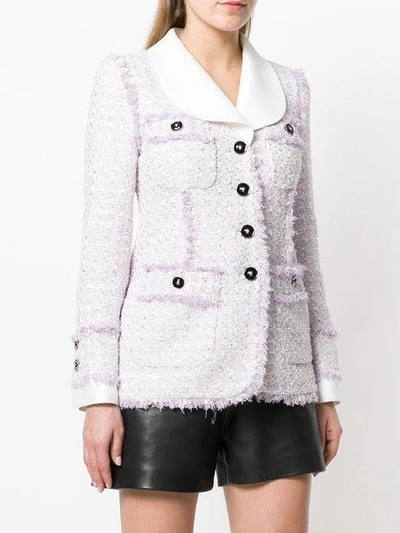 Shop Alessandra Rich Bouclé Jacket - Pink & Purple