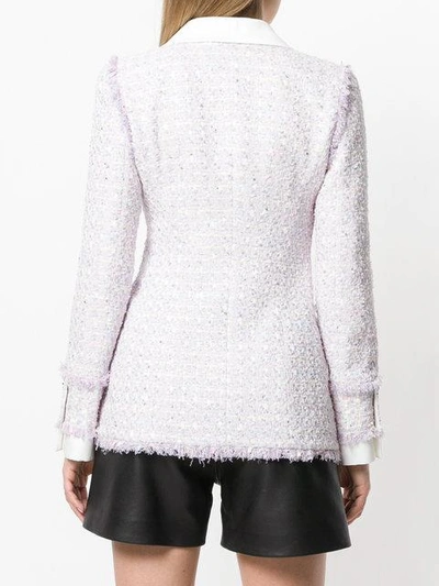 Shop Alessandra Rich Bouclé Jacket - Pink & Purple