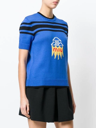 Shop Miu Miu Ufo Logo Knit Top - Blue