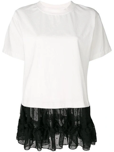 Shop Mm6 Maison Margiela Tulle Hem T-shirt In White