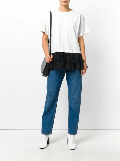 Shop Mm6 Maison Margiela Tulle Hem T-shirt In White