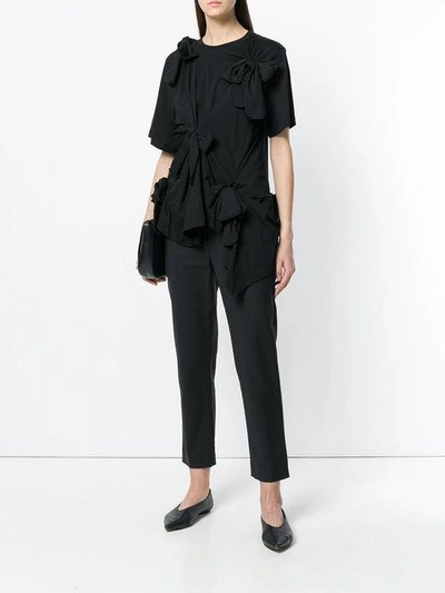 Shop Simone Rocha Ruched Bow T In Black