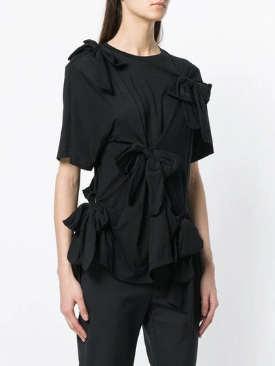 Shop Simone Rocha Ruched Bow T In Black
