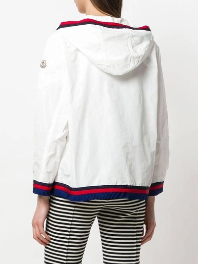 Shop Moncler Contrast-trim Zipped Jacket In White