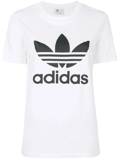 Adidas Originals Adicolor Trefoil Boxy Graphic T-shirt In White