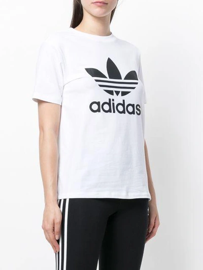 Adidas Originals Adicolor Trefoil Boxy Graphic T-shirt In White