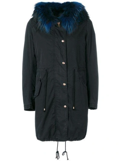 Shop History Repeats Detachable Collar Parka Coat In Blue