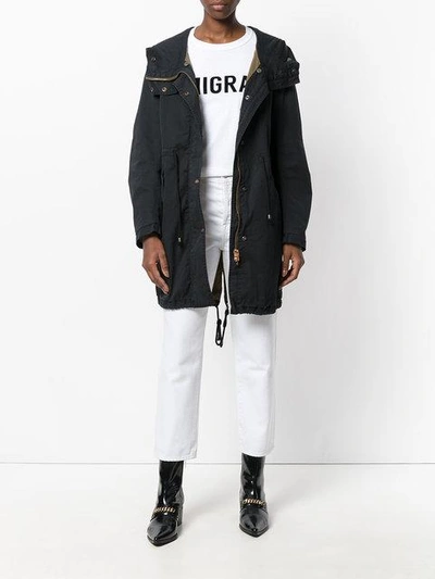 Shop History Repeats Detachable Collar Parka Coat In Blue