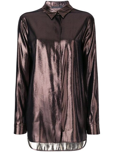 Shop Alberta Ferretti Reflective Concealed Button Shirt